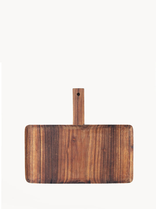 Hand-carved Albizia wood serving tray with handle