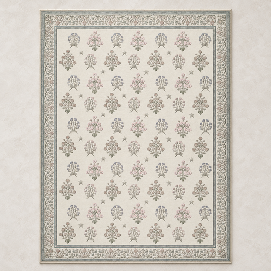 Aquene Ivory Washable Area Rug — studio view