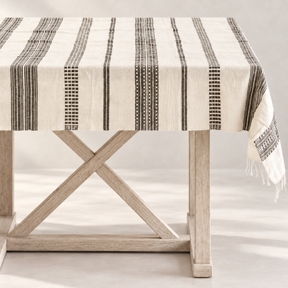 Aden Handwoven Cotton Tablecloth — closer view