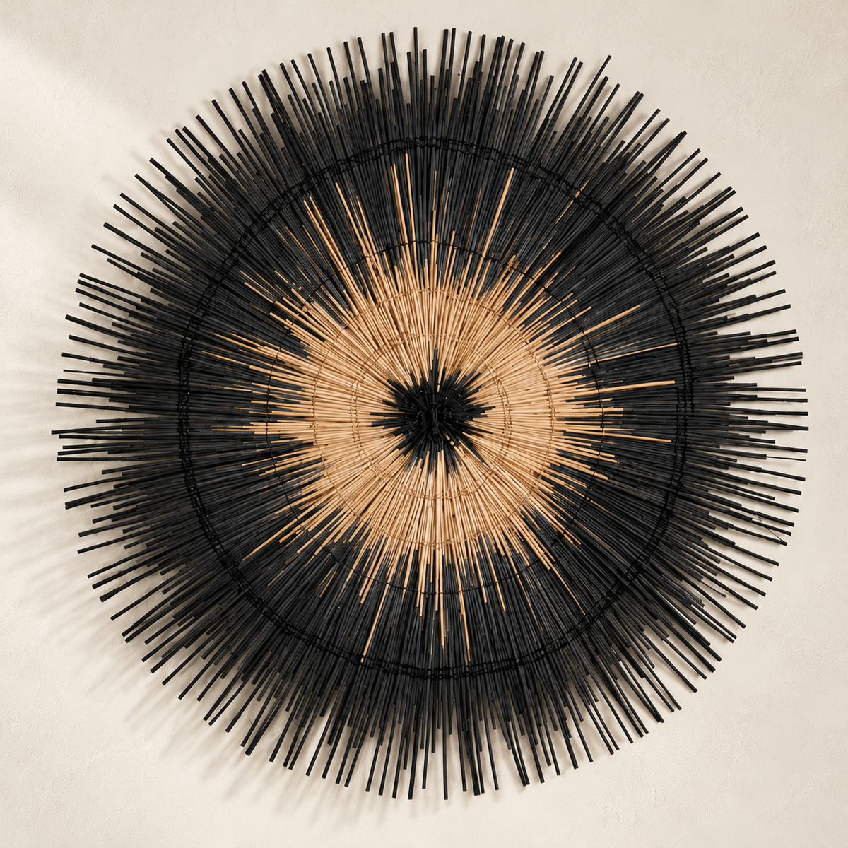 Eclipse Handwoven Palm Wall Hanging — closer view