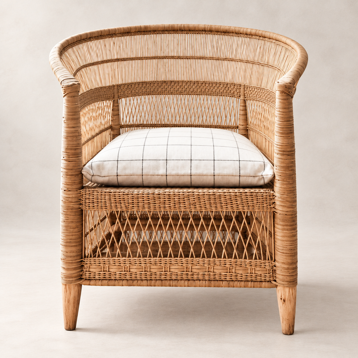 Malawi Handwoven Cane Accent Chair — closer view