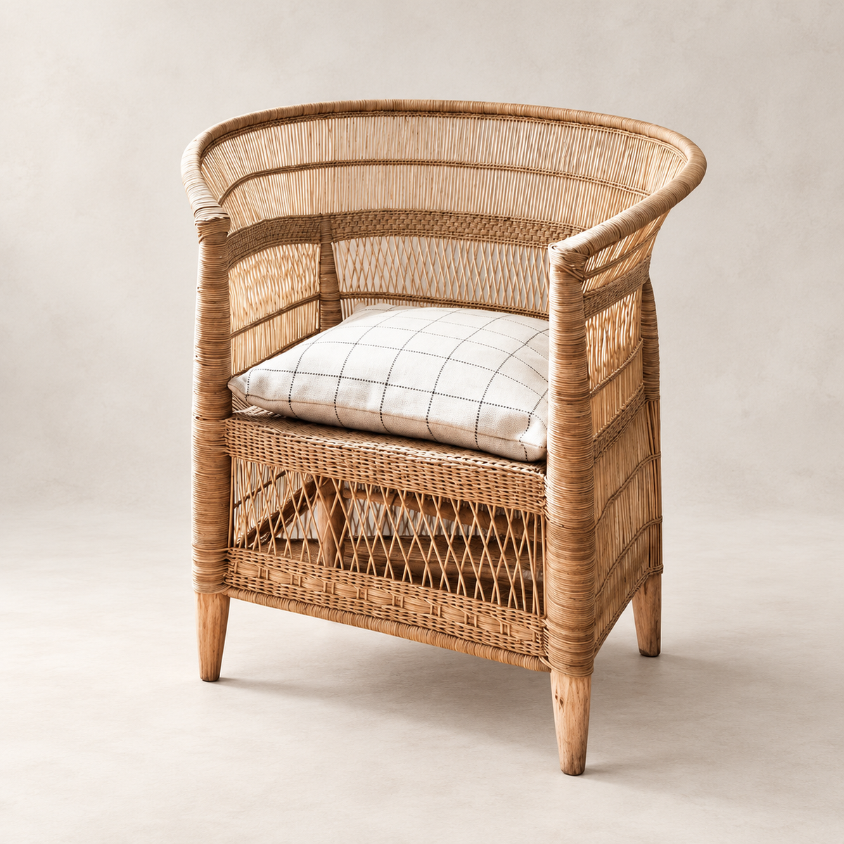 Malawi Handwoven Cane Accent Chair — studio view
