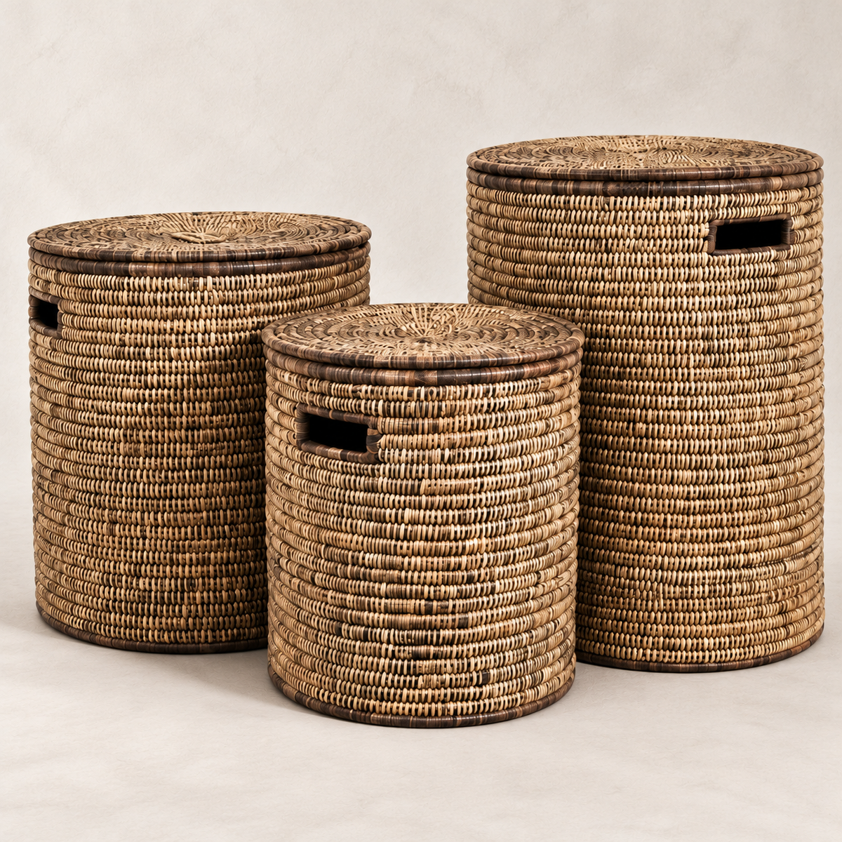 Malawi Handwoven Lidded Floor Basket — closer view