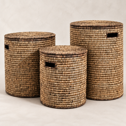Malawi Handwoven Lidded Floor Basket — closer view