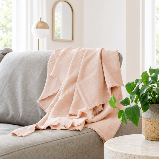 Stone-Washed Linen Throw