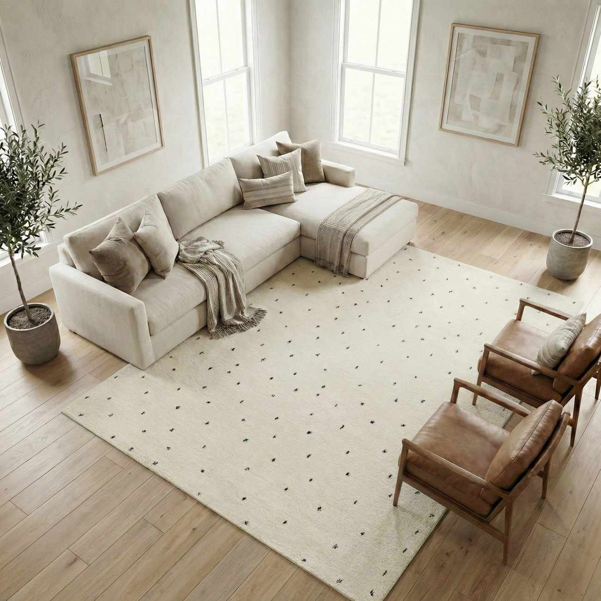 Cirila Dotted Wool Washable Rug — view 2