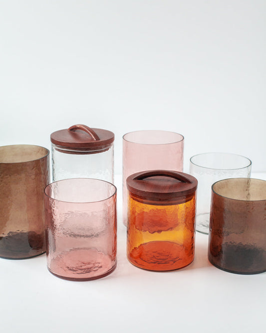 Hammered Glass Canister with Wood Lid