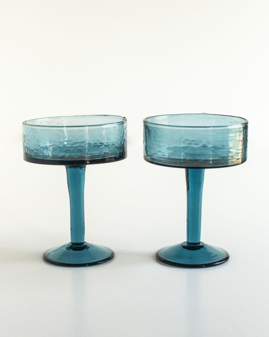 Handblown Hammered Coupe Glasses — Set of 2 — view 5