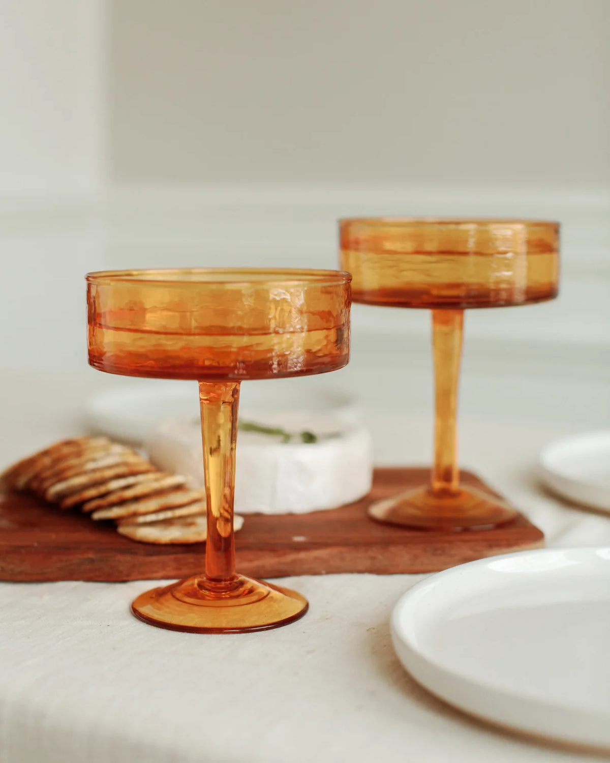 Handblown Hammered Coupe Glasses — Set of 2 — view 3